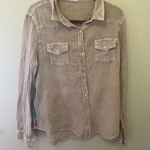Casual Tan Button-Up Shirt